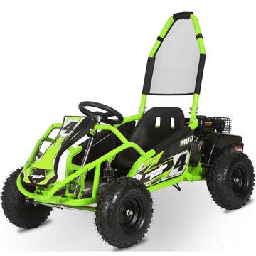 MotoTec Mud Kids Gas Powered 98cc Go Kart Full Suspension Green