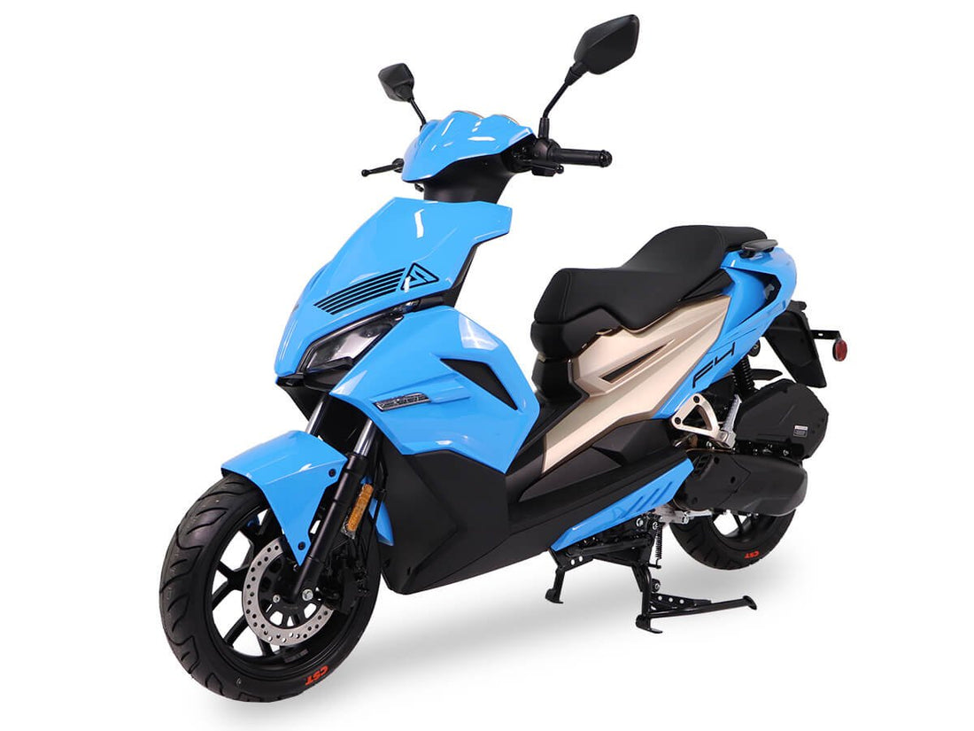 Ice Bear Ascend F4 200cc (PMZ200-F4) EFI Scooter, Automatic Transmission, 4-Stroke, Air-Cooled, Digital LCD/Mechanical speedometer, 13″ wheels