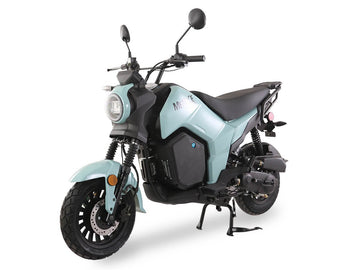 Ice Bear Menace 50 (PMZ50-Z1) Motorcycle, 50cc GY50 Engine, Digital Speedometer, yuanxing Tires, Single Rear Absorber, LED Lights, 12″/10″ Wheels, Electric start