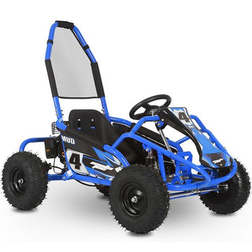 MotoTec Mud Kids Gas Powered 98cc Go Kart Full Suspension Blue